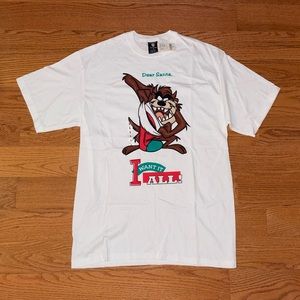 Vintage 90s Taz Tasmanian Devil Looney Tunes Christmas T-Shirt - Size Large
